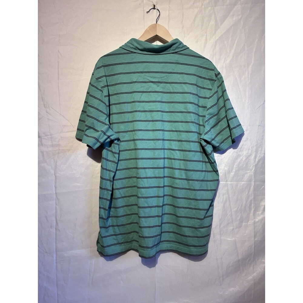 Bixby Nomad Men’s Polo Shirt XL Teal Blue Striped Short Sleeve Casual - Picture 4 of 9
